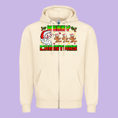 Merry Christmas Zipper Hoodie Designed By Cowhidedigitalart