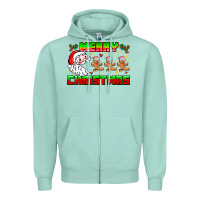 Seafoam Merry Christmas Zipper Hoodie - CowhideDigitalArt