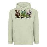 Matcha Leopard Peace Love Baboon Heavyweight Hoodie - LillyAllenDesigns