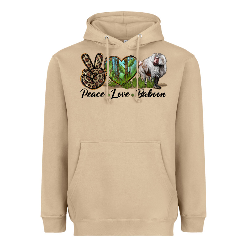 Leopard Peace Love Baboon Heavyweight Hoodie by LillyAllenDesigns | Teevron