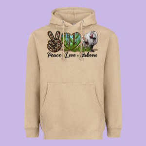 Leopard Peace Love Baboon Heavyweight Hoodie Designed By Lillyallendesigns