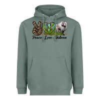 Sage Leopard Peace Love Baboon Heavyweight Hoodie - LillyAllenDesigns