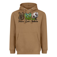 Toasted Coconut Leopard Peace Love Baboon Heavyweight Hoodie - LillyAllenDesigns