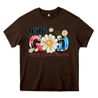 Chocolate Brown With God All Things Are Possible Heavy Core Tee - MaliasSmallBusiness