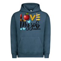 Pigment Midnight Navy love my job teacher life Urban Hoodie - BarkalooDesign