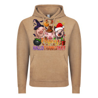 Vintage Coffee Happy Hallothanksmas Pigs Vintage Hoodie - NancyCooperArtShop
