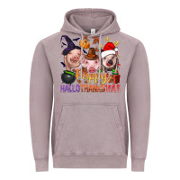 Vintage Zinc Happy Hallothanksmas Pigs Vintage Hoodie - NancyCooperArtShop