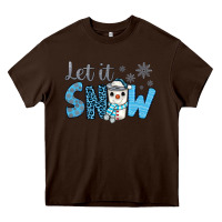 Chocolate Brown let it snow snowman coffee Heavy Core Tee - JahusDesignShop
