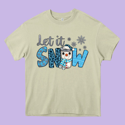 Let It Snow Snowman Coffee Heavy Core Tee Designed By Jahusdesignshop