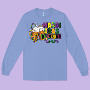 Mardi Gras Drinking Team 12 Inches 300 Dpi Long Sleeve Tee Designed By Cowgirlartshop