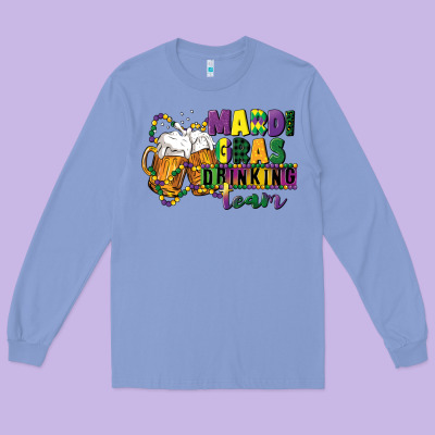Mardi Gras Drinking Team 12 Inches 300 Dpi Long Sleeve Tee Designed By Cowgirlartshop