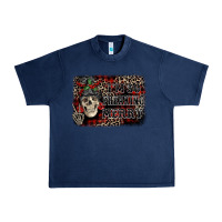 Navy I'm so freaking merry skeleton messy bun Urban Heavy Tee - NancyCooperArtShop