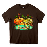 Chocolate Brown thankful pumpkins with glitter Heavy Core Tee - MaliasSmallBusiness
