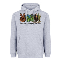 Heather Grey Peace Love Malayan Sun Bear Heavyweight Hoodie - LillyAllenDesigns