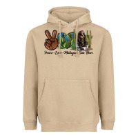 Mushroom Peace Love Malayan Sun Bear Heavyweight Hoodie - LillyAllenDesigns