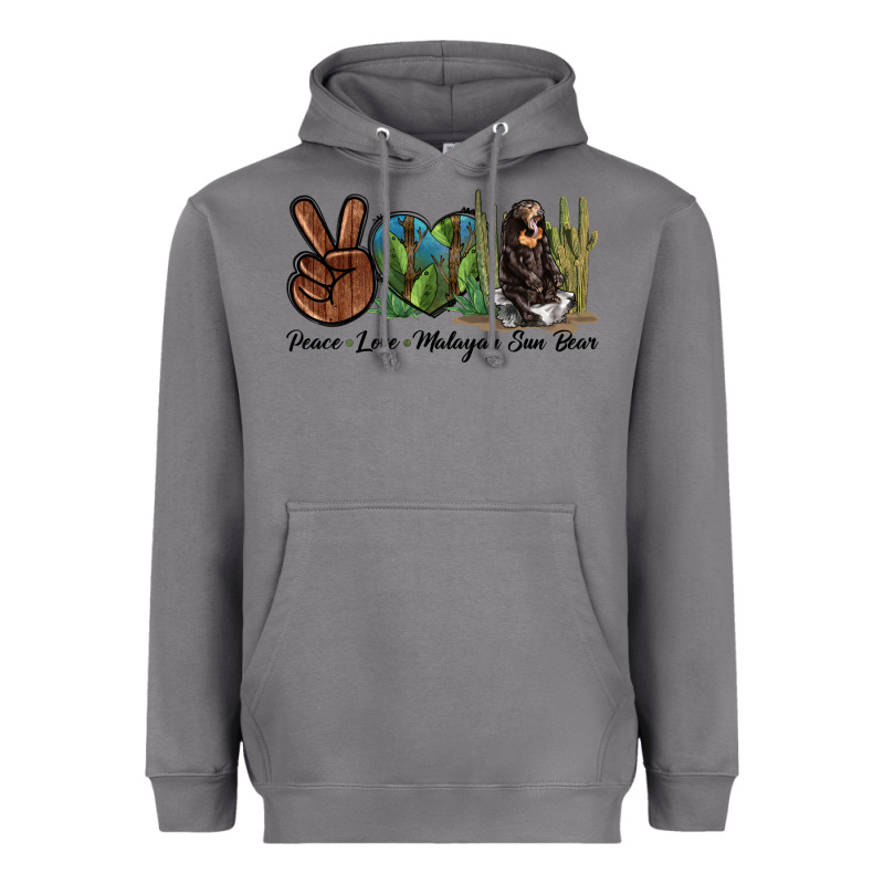 Peace Love Malayan Sun Bear Heavyweight Hoodie by LillyAllenDesigns | Teevron