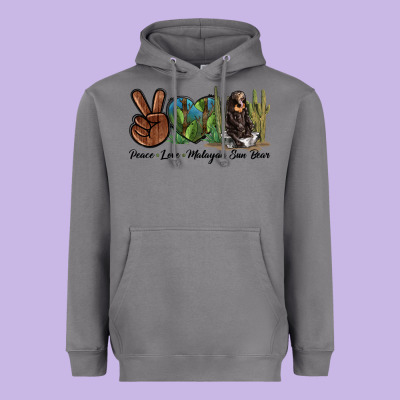 Peace Love Malayan Sun Bear Heavyweight Hoodie Designed By Lillyallendesigns