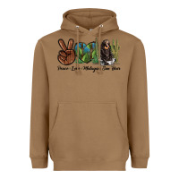 Toasted Coconut Peace Love Malayan Sun Bear Heavyweight Hoodie - LillyAllenDesigns