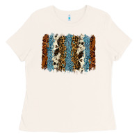 Bone tool leather leopard cowhide backround Ladies Tee - RanaPortraitStore