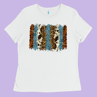 Tool Leather Leopard Cowhide Backround Ladies Tee Designed By Ranaportraitstore