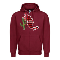 Burgundy Merry Christmas Zipper Hoodie - CowhideDigitalArt