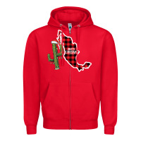 Red Merry Christmas Zipper Hoodie - CowhideDigitalArt