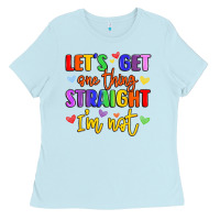 Baby Blue celebrate pride with colorful text Ladies Tee - LillyAllenDesigns