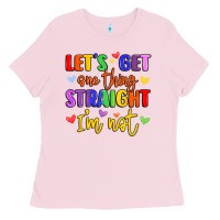 Bubblegum Pink celebrate pride with colorful text Ladies Tee - LillyAllenDesigns