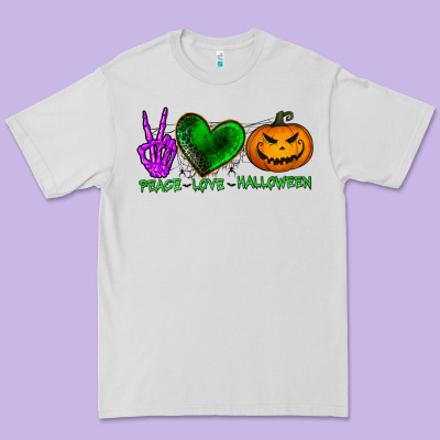 Peace Love Halloween Premium Tee Designed By Bundleandbundleshop