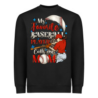 Black My favorite baseball player calls me mom Heavyweight Sweatshirt - FaDigitalArtStudio