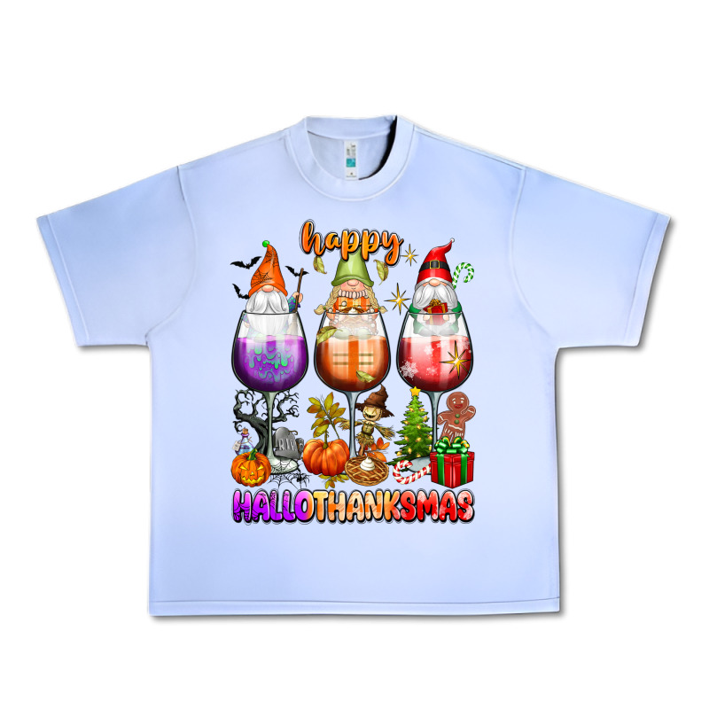 Happy Hallothanksmas Wine Glasses And Gnomes Urban Heavy Tee by texasbilliewilder | Teevron