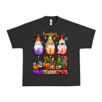 Pigment Black Happy Hallothanksmas wine glasses and gnomes Urban Heavy Tee - texasbilliewilder
