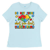 Baby Blue puzzle heart inclusivity message Ladies Tee - LillyAllenDesigns
