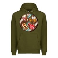 Army Green american football round earrings Premium Hoodie - BundleAndBundleShop