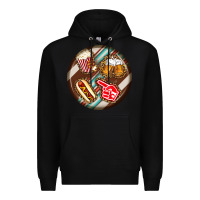 Black american football round earrings Premium Hoodie - BundleAndBundleShop