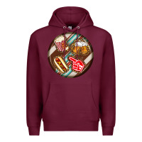 Burgundy american football round earrings Premium Hoodie - BundleAndBundleShop
