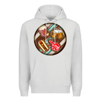 Dove Grey american football round earrings Premium Hoodie - BundleAndBundleShop