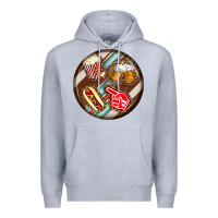 Heather Grey american football round earrings Premium Hoodie - BundleAndBundleShop