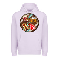 Lilac american football round earrings Premium Hoodie - BundleAndBundleShop