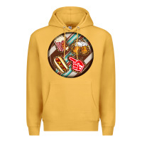 Mustard american football round earrings Premium Hoodie - BundleAndBundleShop