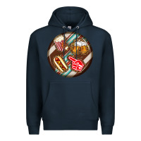 Navy american football round earrings Premium Hoodie - BundleAndBundleShop