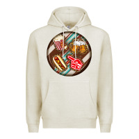 Oatmeal Heather american football round earrings Premium Hoodie - BundleAndBundleShop