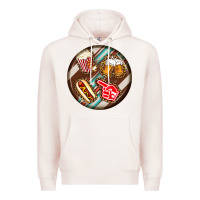Pale Pink american football round earrings Premium Hoodie - BundleAndBundleShop