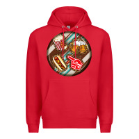 Red american football round earrings Premium Hoodie - BundleAndBundleShop