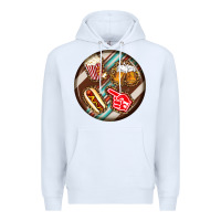 White american football round earrings Premium Hoodie - BundleAndBundleShop