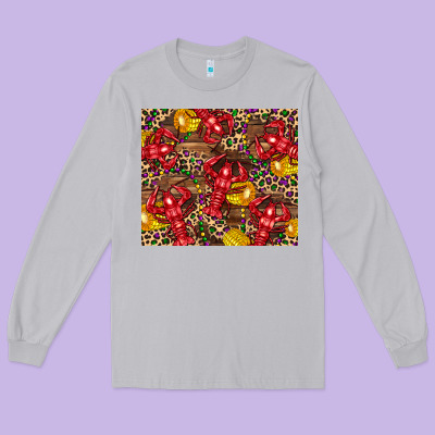 Mardi Gras Crawfish Long Sleeve Tee Designed By Cowgirlartshop