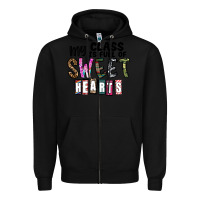 Black my class ısfull of sweet hearts Zipper Hoodie - CowhideDigitalArt