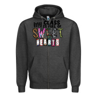 Charcoal Heather my class ısfull of sweet hearts Zipper Hoodie - CowhideDigitalArt