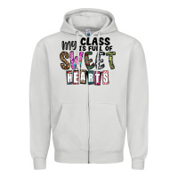 Dove Grey my class ısfull of sweet hearts Zipper Hoodie - CowhideDigitalArt