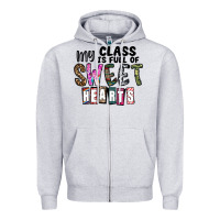 Heather Grey my class ısfull of sweet hearts Zipper Hoodie - CowhideDigitalArt